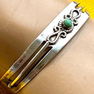 Baby child doll Taxco Mexico sterling silver Turquoise cuff bracelet Eagle 2